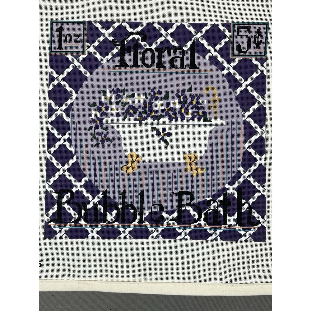 TS Designs Handpainted Needlepoint Canvas - Floral Bubble Bath Purple Flowers - Picture 3 of 9